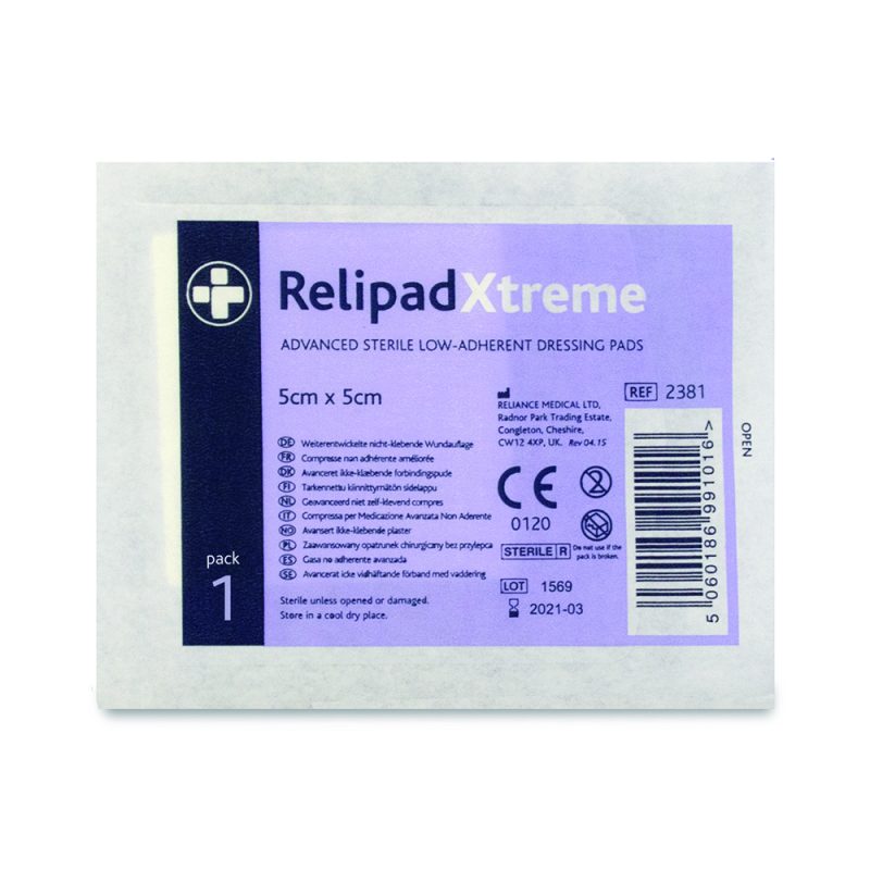 Relipad Xtreme Low Adherent Dressing Pads - 5cm x 5cm - Image 2