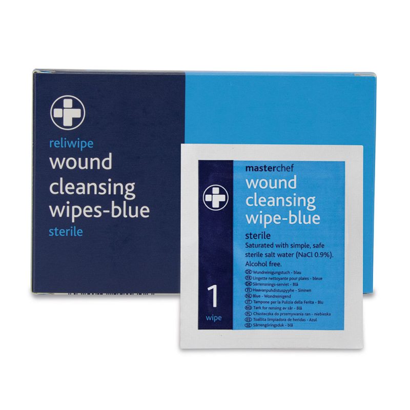 Masterchef Saline Wound Cleansing Wipes - Blue - Box of 20