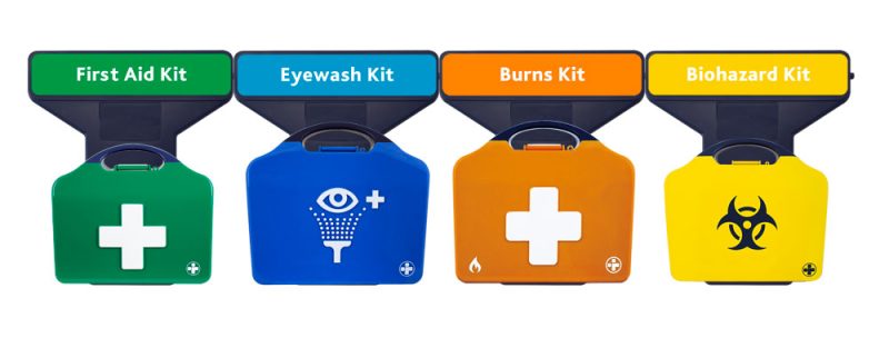 AuraPoint - 4 Unit Point - Small BS8599-1 First Aid Kit, Double Eyewash, Burns and Clean Up Kits