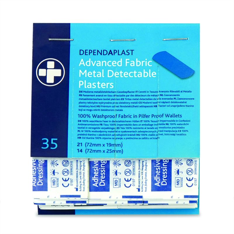Dependaplast - Advanced Metal Detactable 100% Washproof Fabric Plasters - Assorted - Blue - Pilfer Proof Wallet of 35 - BOX OF 5 - Image 3