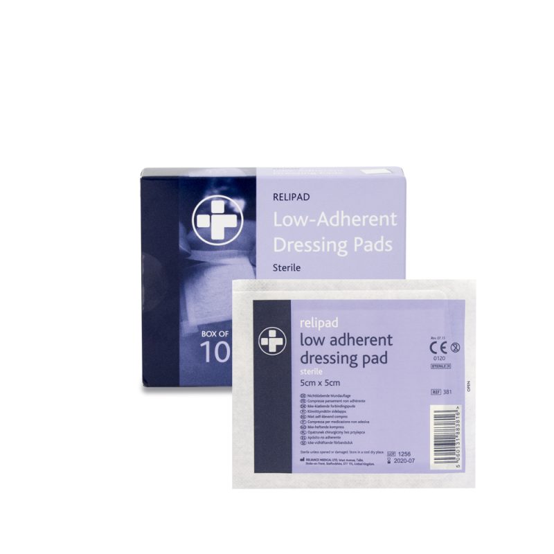 Relipad Low Adherent Dressing Pads - 5cm x 5cm - Box of 10