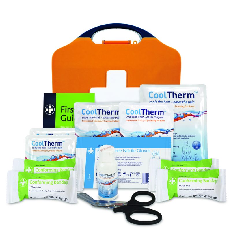 Burns BS8599-1:2019+A1:2026 First Aid Kit - Aura3 Box - Small - Orange (Burns)